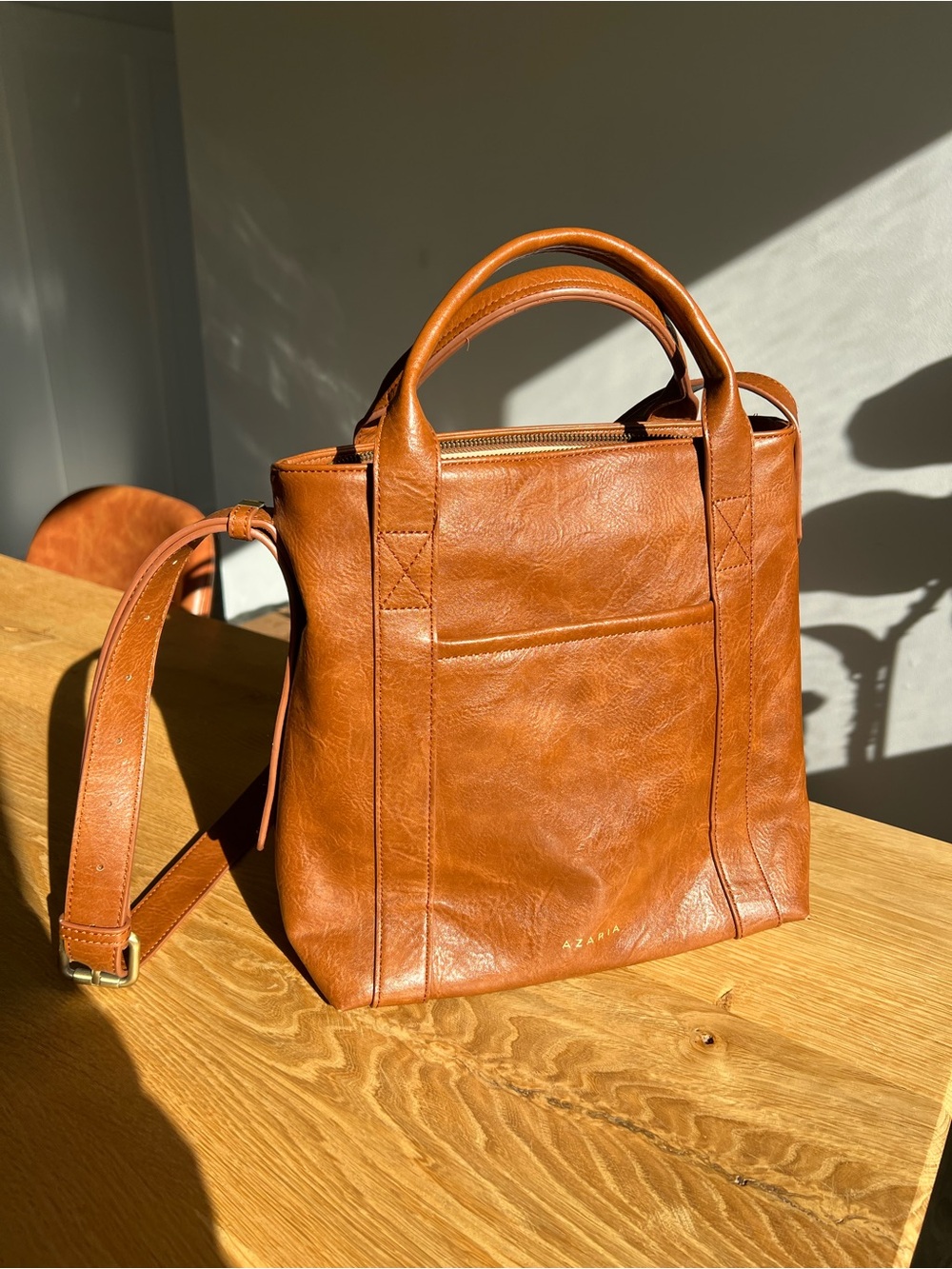 Azaria Leather Top-Handle Tote Purse